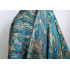 Teal Blue Peacock Feather Jacquard Fabric Gold Thread Brocade 145cm Wide - Sold By The Meter
