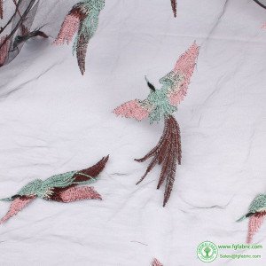 145cm wide net embroidery flying birds lace fabric for Wedding dresses DIY white black embroidery french tulle lace fabric