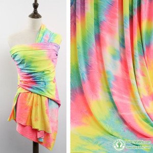 Rainbow Tie Dye Spandex Stretch Lycra Fabric Knit for Dancer Swimwear Sold By The Yard