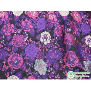 Embossed Floral Jacquard Fabric Brocade Purple Plant for Dress Making 145cm Wide - Sold By The Meter