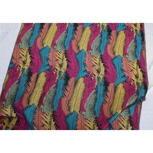 Multi-color Large leaves jacquard Brocade fabric for dress making 148cm wide - sold by the meter