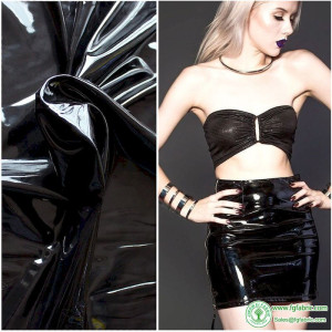 Black Mirror surface Stretch spandex Glossy Faux Leather PU fabric material for clothes shorts skirt DIY  Making
