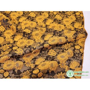 Yellow Flower Jacquard Fabric Floral Brocade for Dress Making 155cm - Sold By The Meter