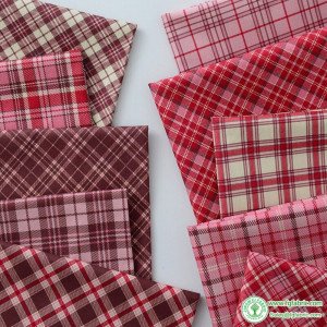 Red Plaid Digital Printed Cotton Fabric For Sewing Dresses Shirts Bags DIY Headwear By Meters