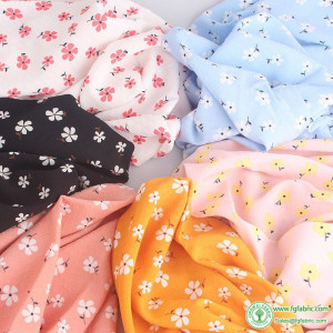 Floral Chiffon Fabric Impervious Small Flower Leaves for Sewing Summer Dress per Meters