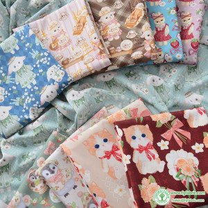 100D Micro Elastic Fabric Cartoon Animal Lolita Handmade DIY Clothing Skirt for Sewing by Half Meter