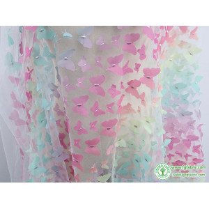 3D Butterfly Appliqued Lace Fabric Wedding Clothing Dress Making Sold By The Yard