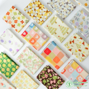Tote Bag Fabric Pure Cotton Canvas for Sewing Handbags Thickened Flowers Checkered by the Meter