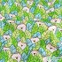 Pure Cotton Canvas Green Digital Printing Cartoon Panda Tiger Rabbit for Bags DIY Handmade by Half Meter