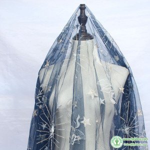 Stars Pegasus Embroidery net mesh fabric Dance Costume wedding dress making sold by yard (91cm)