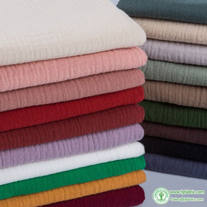 Crepe Fabric Pure Cotton Gauze Baby Double Layer Solid Color For Sewing Home wear Dress Scarf Baby Clothing by Half Meter