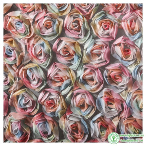 Pink Three-Dimensional Rose Semi-Transparent Yarn DIY Creative Dress Wedding Dress Background Decoration Designer Fabric