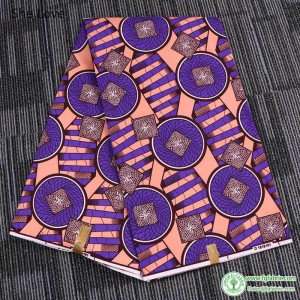 Chzimade 1Yard Ankara African Polyester Fabric Purple Pink Color Real Wax Printed Fabric For Women Party Dress  Diy Sewing Craft