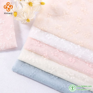 Bow Knot Dress Tulle Children's Clothing Summer Nylon Knitted Flocking Lace Mesh Fabric 0.5 Yards Bridal Wedding Decoration