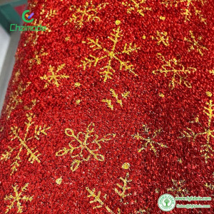 1PC Christmas Glitter Snowflake Fabric Red Green Color Polyester Fabric Clothing Accessories for Xmas Tablecloth Pillowcase