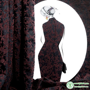 Jacquard Fabric Plant Flowers Chinoiserie Cheongsam Clothing Designer Cloth Apparel Diy Sewing Polyester Spandex Material