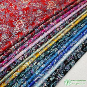 Brocade Silk Fabric Flower Cloth Nylon Fabrics for Sewing Material for Dress DIY Needlework