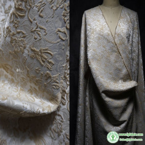 Jacquard Fabric Apricot Coat Hanfu Creative Blended Clothing Designer Cloth Apparel for Diy Sewing Polyester Spandex Material